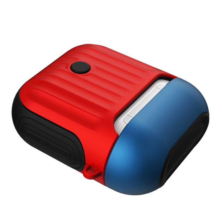 HX-0010-XLX 2 in 1 Anti-fall TPU + PC Suitcase Shape Wireless Bluetooth Earphone Protective Case for Apple AirPods 1, with Hook