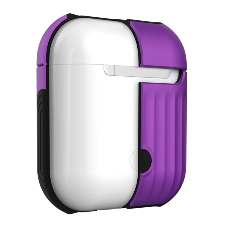 HX-0010-XLX 2 in 1 Anti-fall TPU + PC Suitcase Shape Wireless Bluetooth Earphone Protective Case for Apple AirPods 1, with Hook