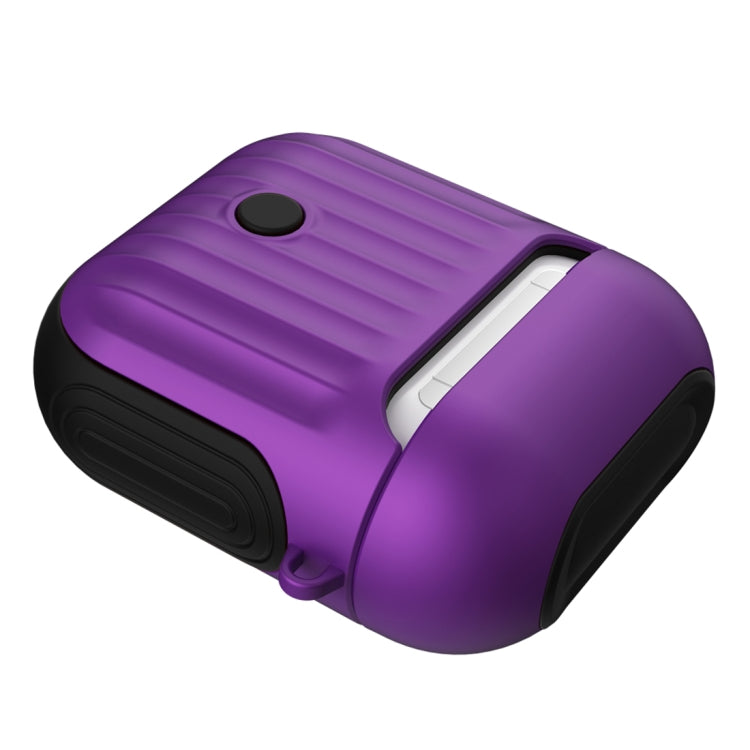 HX-0010-XLX 2 in 1 Anti-fall TPU + PC Suitcase Shape Wireless Bluetooth Earphone Protective Case for Apple AirPods 1, with Hook