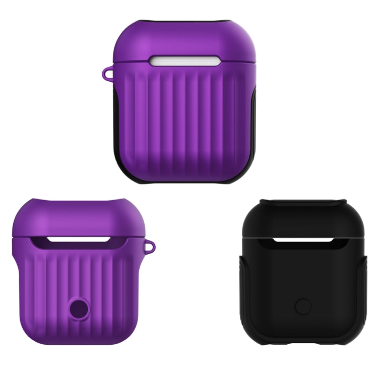 HX-0010-XLX 2 in 1 Anti-fall TPU + PC Suitcase Shape Wireless Bluetooth Earphone Protective Case for Apple AirPods 1, with Hook