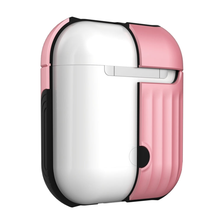 HX-0010-XLX 2 in 1 Anti-fall TPU + PC Suitcase Shape Wireless Bluetooth Earphone Protective Case for Apple AirPods 1, with Hook