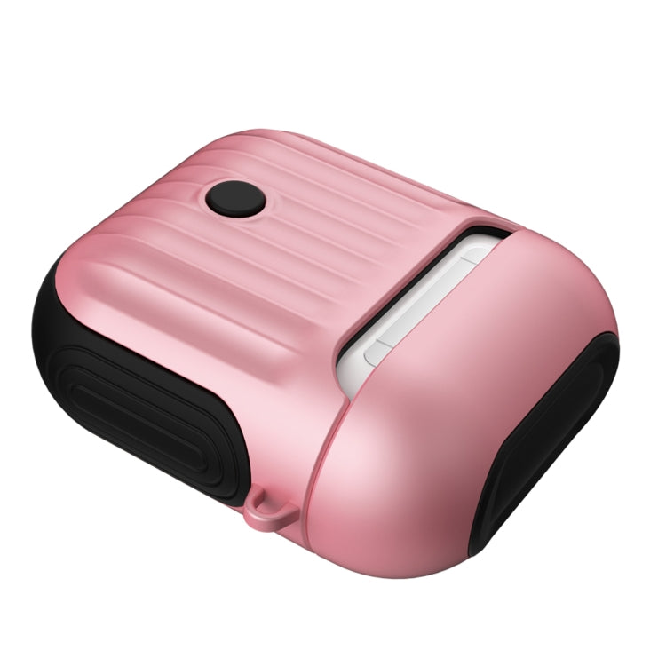 HX-0010-XLX 2 in 1 Anti-fall TPU + PC Suitcase Shape Wireless Bluetooth Earphone Protective Case for Apple AirPods 1, with Hook