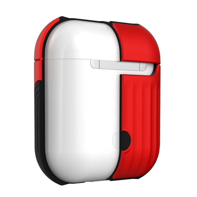 HX-0010-XLX 2 in 1 Anti-fall TPU + PC Suitcase Shape Wireless Bluetooth Earphone Protective Case for Apple AirPods 1, with Hook