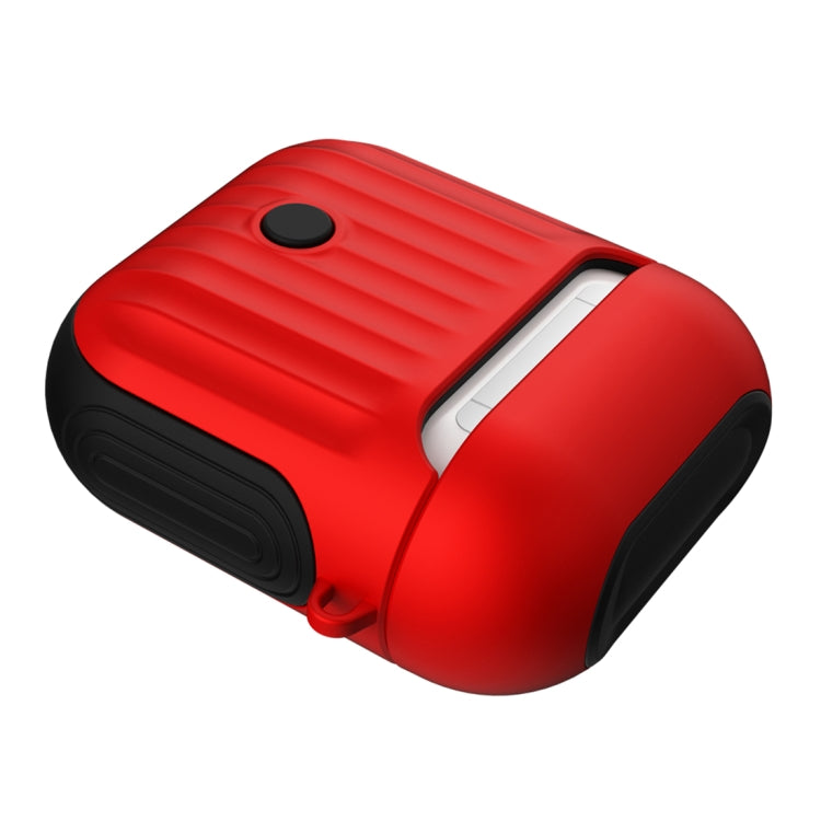 HX-0010-XLX 2 in 1 Anti-fall TPU + PC Suitcase Shape Wireless Bluetooth Earphone Protective Case for Apple AirPods 1, with Hook