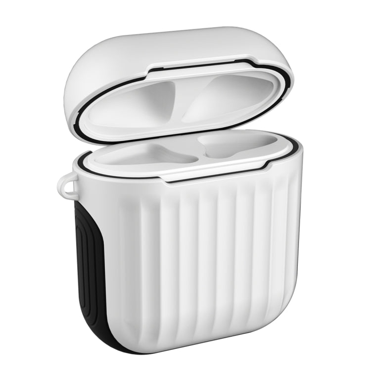HX-0010-XLX 2 in 1 Anti-fall TPU + PC Suitcase Shape Wireless Bluetooth Earphone Protective Case for Apple AirPods 1, with Hook