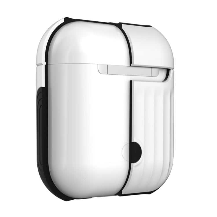 HX-0010-XLX 2 in 1 Anti-fall TPU + PC Suitcase Shape Wireless Bluetooth Earphone Protective Case for Apple AirPods 1, with Hook