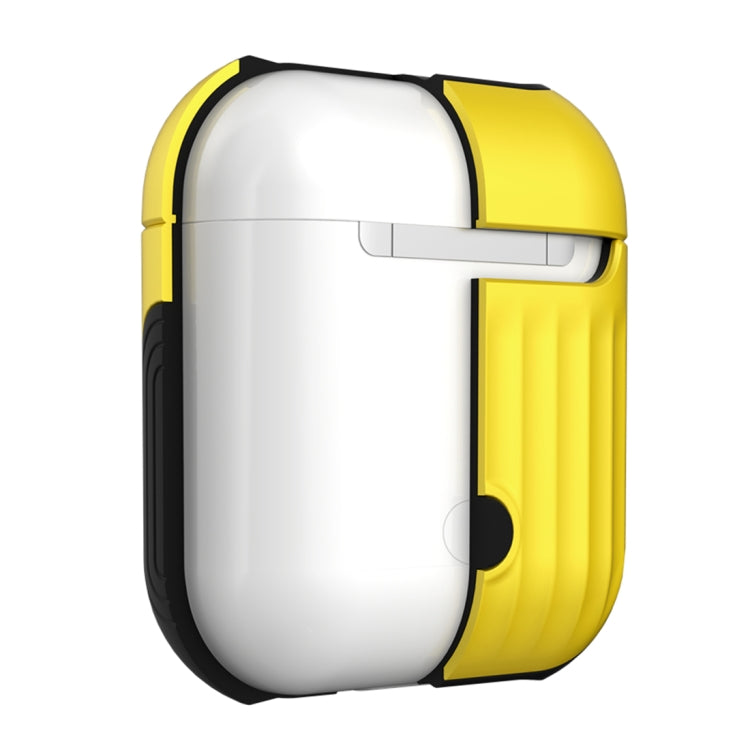 HX-0010-XLX 2 in 1 Anti-fall TPU + PC Suitcase Shape Wireless Bluetooth Earphone Protective Case for Apple AirPods 1, with Hook