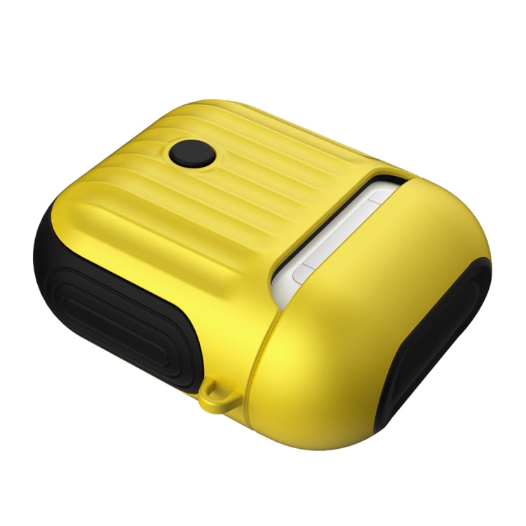 HX-0010-XLX 2 in 1 Anti-fall TPU + PC Suitcase Shape Wireless Bluetooth Earphone Protective Case for Apple AirPods 1, with Hook