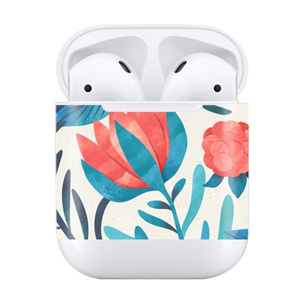 Flower Pattern Wireless Earphones Charging Box Protective Film Sticker for Apple AirPods