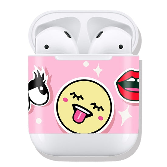 Smile Face Pattern Wireless Earphones Charging Box Protective Film Sticker for Apple AirPods 1/2