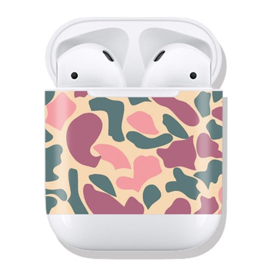 Pink Camouflage Pattern Wireless Earphones Charging Box Protective Film Sticker for Apple AirPods 1/2