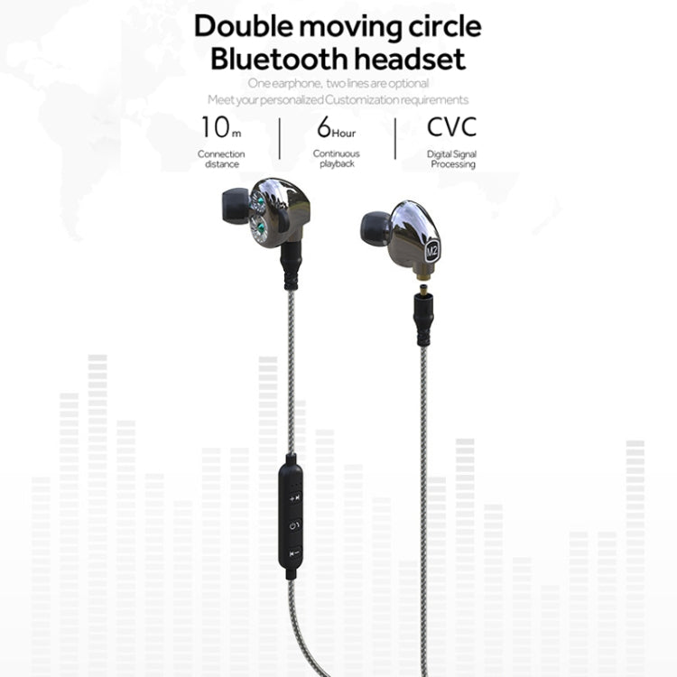 M2 Double Moving Circle Bass Noise Cancelling Headset, HIFI Line with Microphone