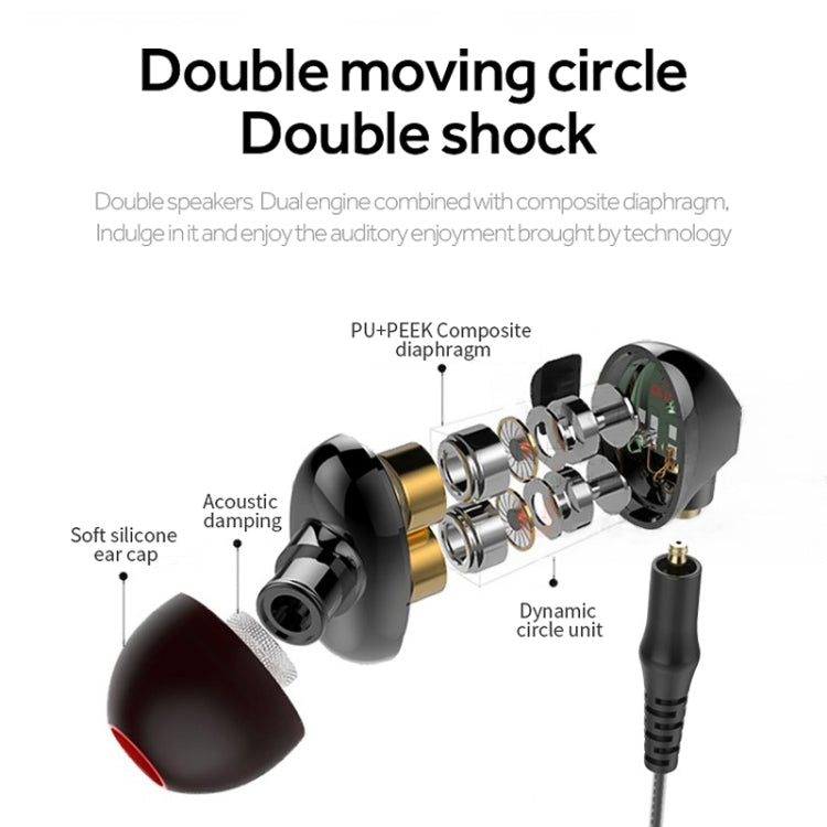 M2 Double Moving Circle Bass Noise Cancelling Headset, HIFI Line with Microphone