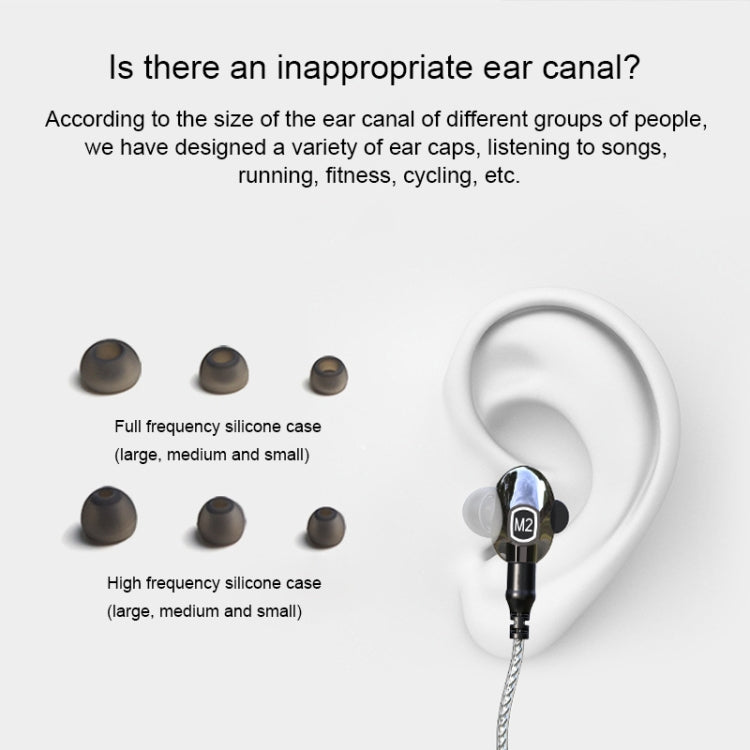 M2 Double Moving Circle Bass Noise Cancelling Headset, HIFI Line with Microphone