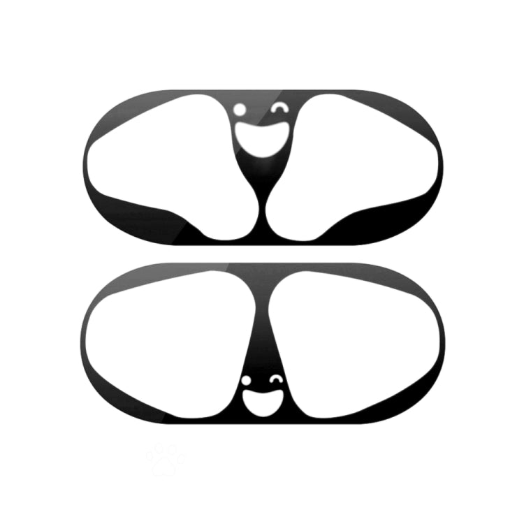 Smiling Face Pattern Metal Dustproof Protective Sticker for Apple AirPods 1/2(Black)