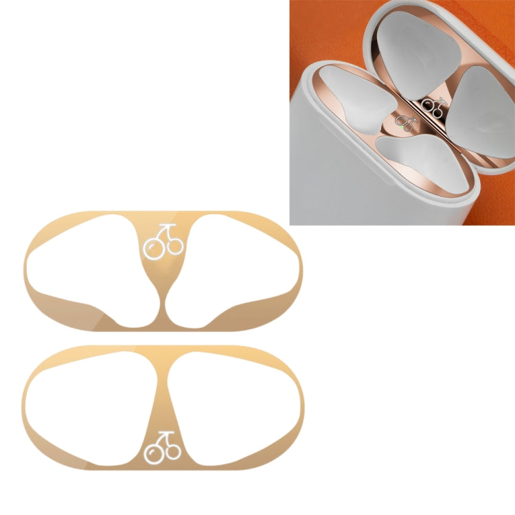 Cherry Pattern Metal Dustproof Protective Sticker for Apple AirPods 1/2(Gold)