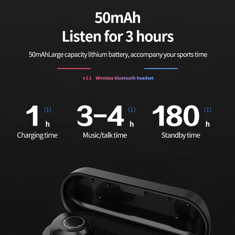 HAMTOD V11 TWS Bluetooth 5.0 Wireless Bluetooth Earphone with Charging Box