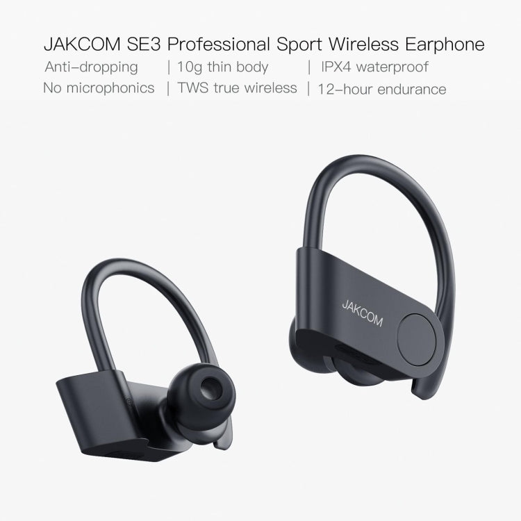JAKCOM SE3 TWS IPX4 Waterproof Bluetooth 4.2 Wireless Sports Bluetooth Earphone, Support Voice Assistant & Hands-free Calling