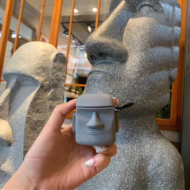 Wireless Earphones Shockproof Creative Stone Moai Silicone Protective Case for Apple AirPods 1 / 2