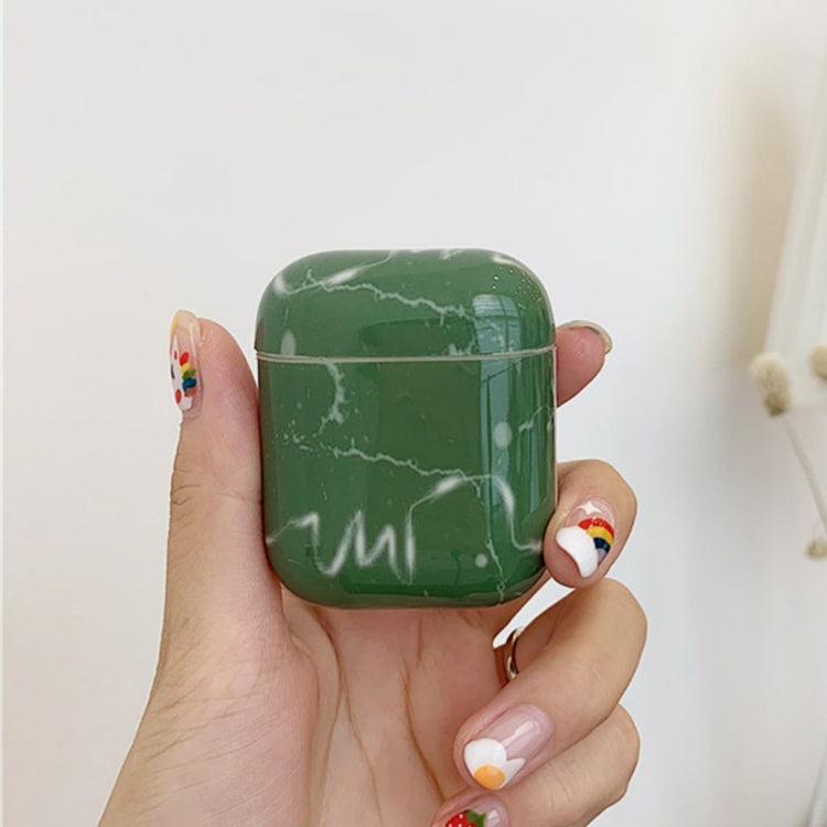 Wireless Earphones Green Marble Pattern Silicone Protective Case for Apple AirPods 1 / 2