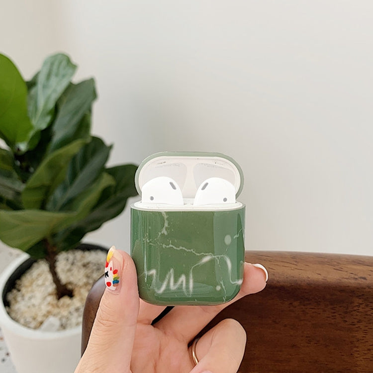 Wireless Earphones Green Marble Pattern Silicone Protective Case for Apple AirPods 1 / 2