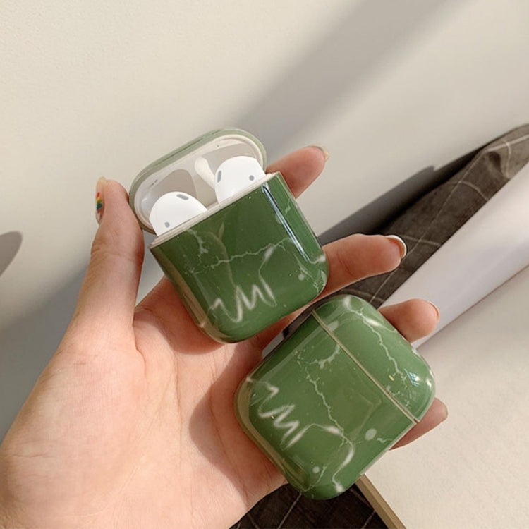 Wireless Earphones Green Marble Pattern Silicone Protective Case for Apple AirPods 1 / 2
