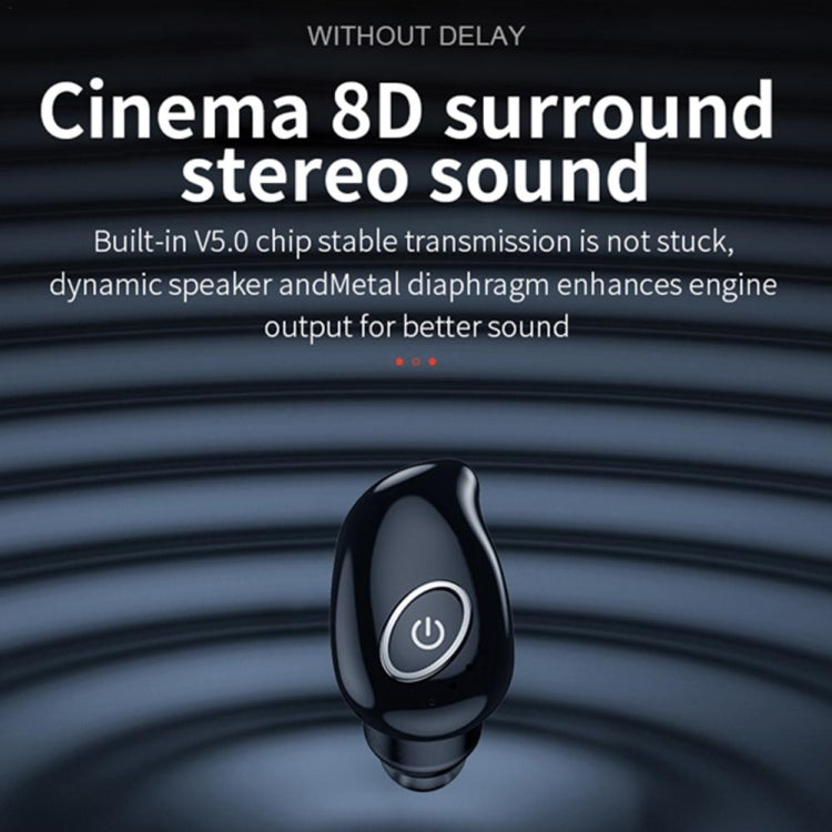 V21 Mini Single Ear Stereo Bluetooth V5.0 Wireless Earphones with Charging Box
