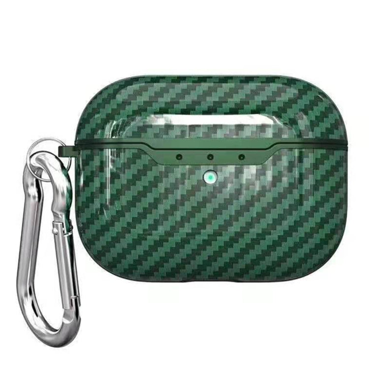 For Apple AirPods Pro TPU Carbon Fiber Texture Wireless Earphone Protective Case with Hook