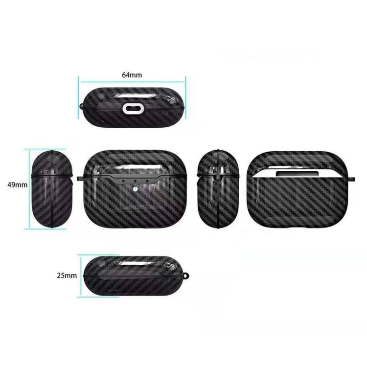 For Apple AirPods Pro TPU Carbon Fiber Texture Wireless Earphone Protective Case with Hook