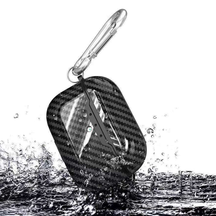 For Apple AirPods Pro TPU Carbon Fiber Texture Wireless Earphone Protective Case with Hook
