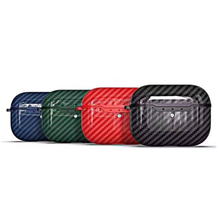 For Apple AirPods Pro TPU Carbon Fiber Texture Wireless Earphone Protective Case with Hook