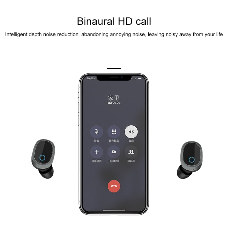 TWS-1003 Bluetooth 5.0 Semi-in-ear Design Wireless Bluetooth Earphone(Black)