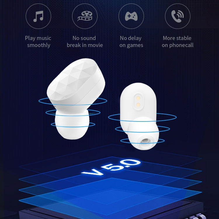 HAMTOD V200 TWS Touch Stereo Wireless Bluetooth Earphone with Charging Box, Support HD Call & Battery Display & Siri