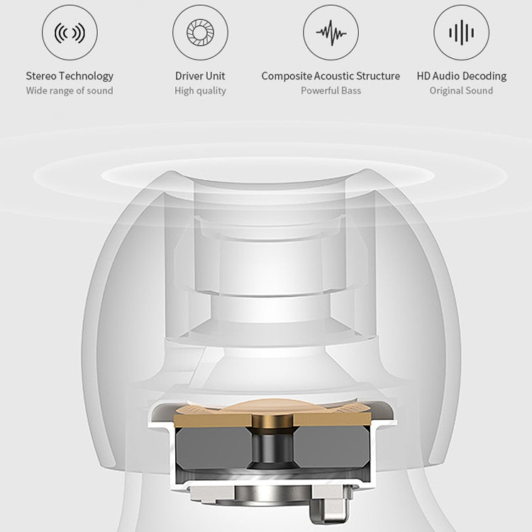 HAMTOD V200 TWS Touch Stereo Wireless Bluetooth Earphone with Charging Box, Support HD Call & Battery Display & Siri