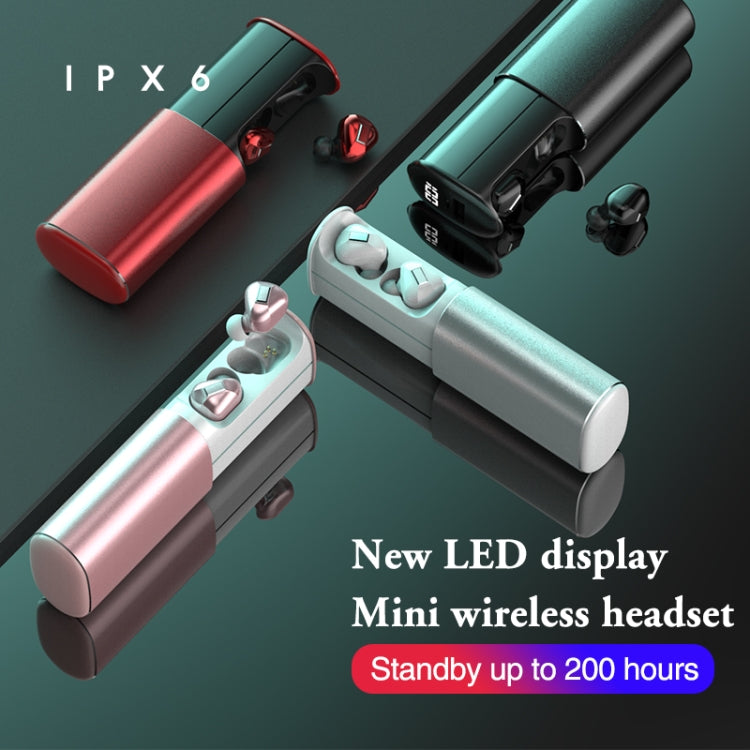 T60 TWS Digital Display Pull-out Switch Bluetooth V5.0 Wireless Earphones(Red)