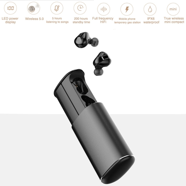 T60 TWS Digital Display Pull-out Switch Bluetooth V5.0 Wireless Earphones(Red)