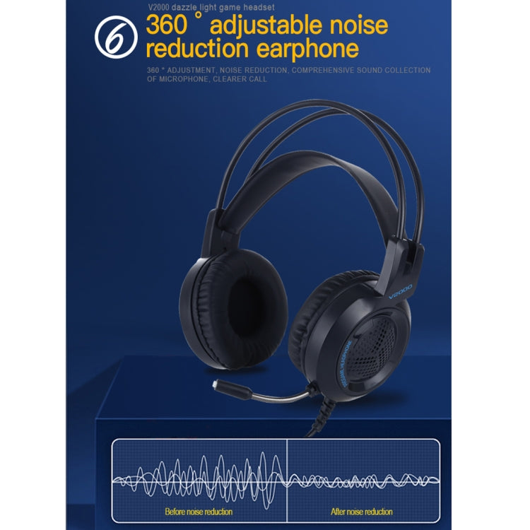 HAMTOD V2000 Short Microphone Dual 3.5mm + USB Interface Wired Gaming Headset, Cable Length: 2.1m