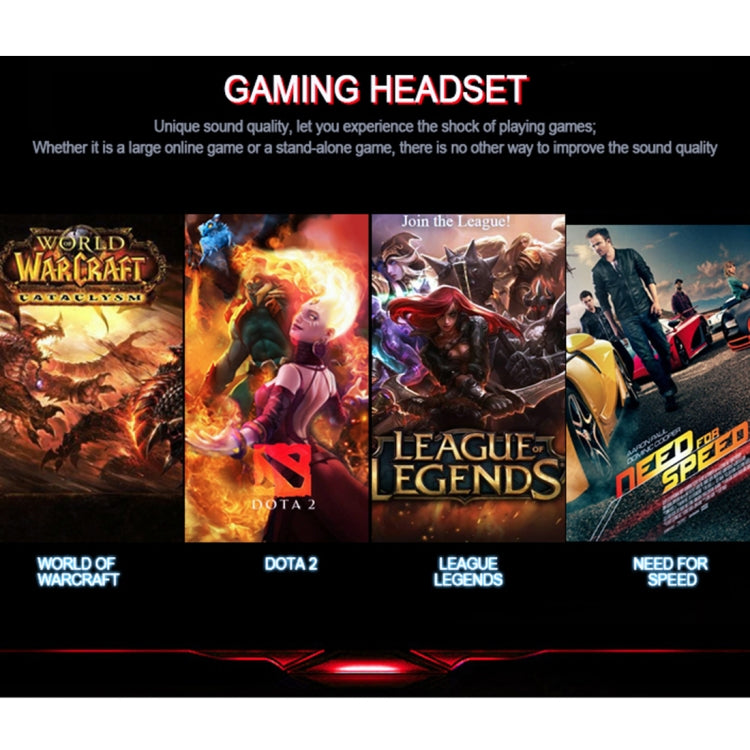 HAMTOD V5000 Dual 3.5mm + USB Interface Wired Gaming Headset, Cable Length: 2.1m(Black)