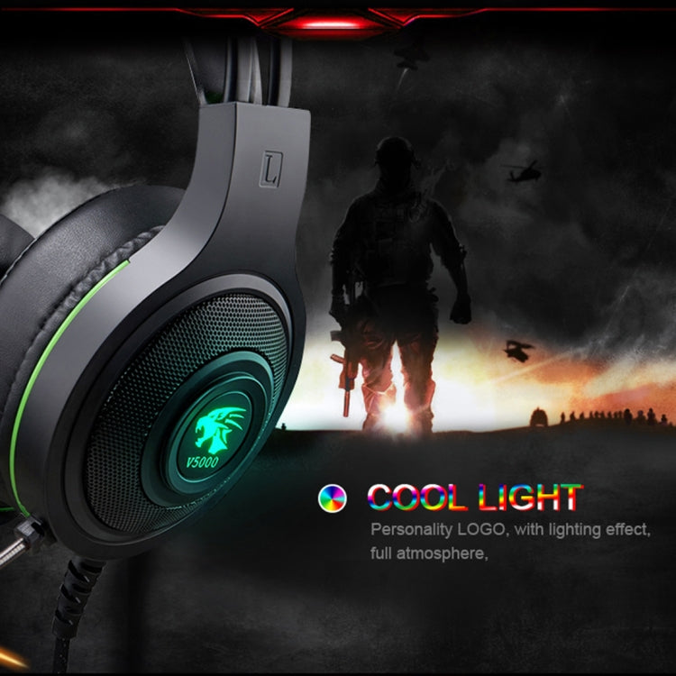 HAMTOD V5000 Dual 3.5mm + USB Interface Wired Gaming Headset, Cable Length: 2.1m(Black)