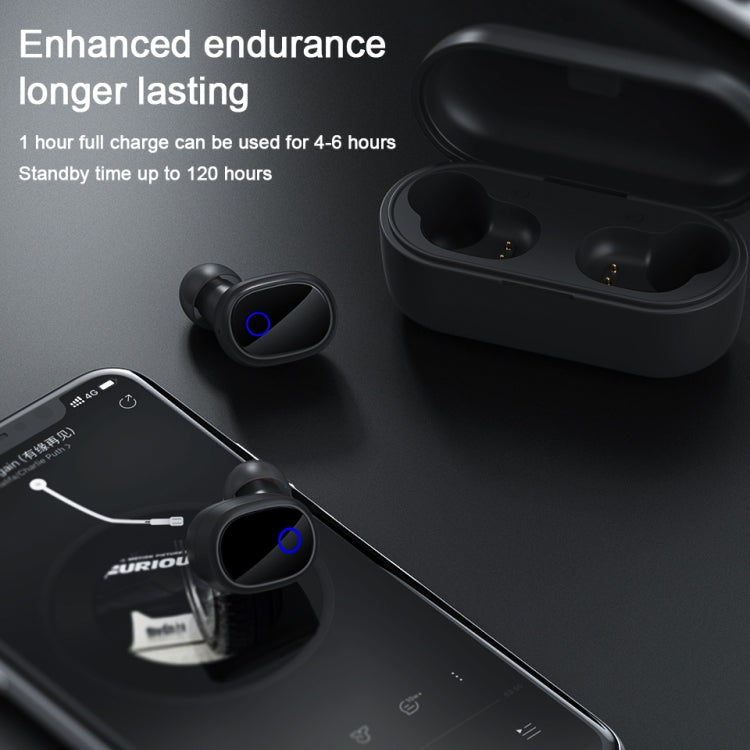 KUULAA KL-YP01 Bluetooth Earphone TWS Wireless Headset Bluetooth 5.0 Handsfree Sport Earphones with Charging Box(Black)