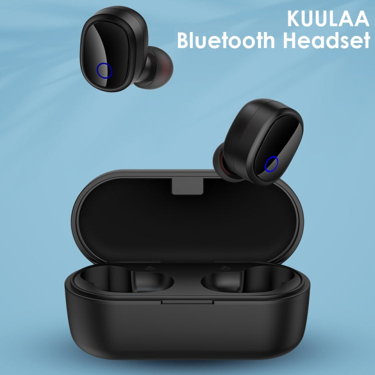 KUULAA KL-YP01 Bluetooth Earphone TWS Wireless Headset Bluetooth 5.0 Handsfree Sport Earphones with Charging Box(Black)