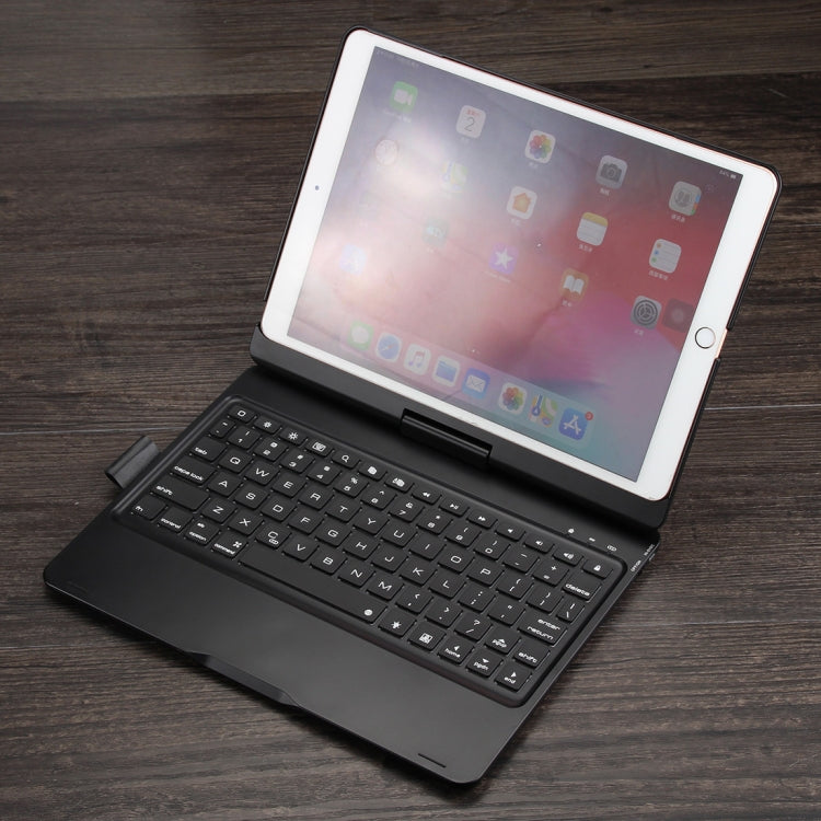 F102AS For iPad 10.2 inch Colorful Backlit Rotatable Bluetooth Keyboard Leather Tablet Case with Pen Slot Function