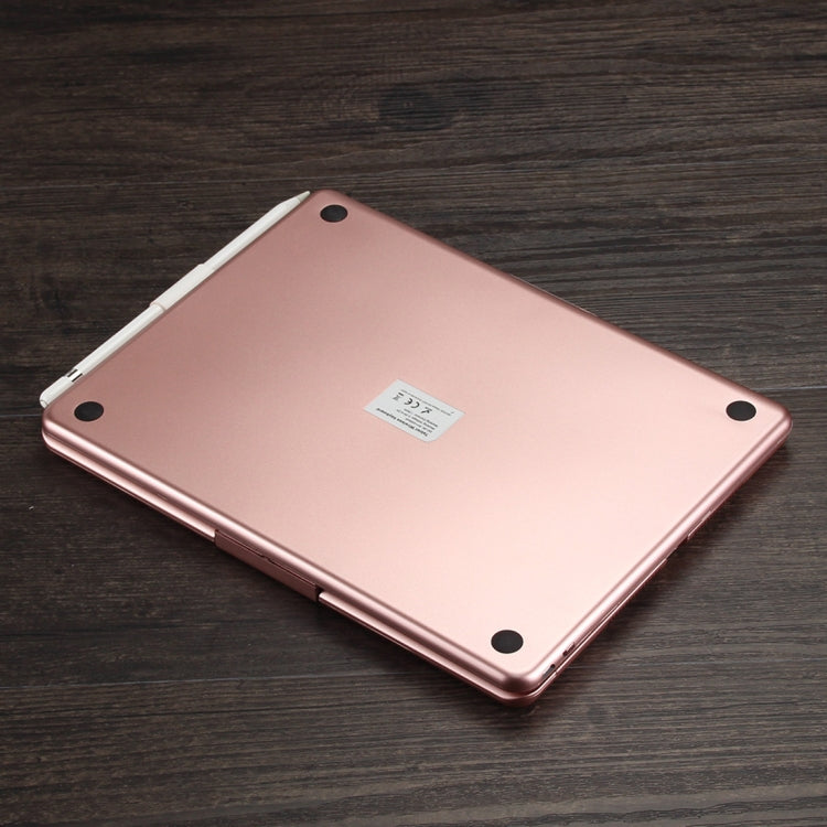 F102AS For iPad 10.2 inch Colorful Backlit Rotatable Bluetooth Keyboard Leather Tablet Case with Pen Slot Function
