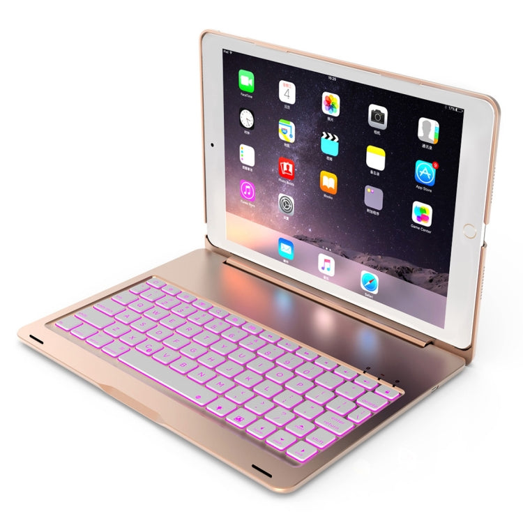 F102S For iPad 10.2 inch Aluminum Alloy Colorful Backlit Bluetooth Keyboard + Tablet Case