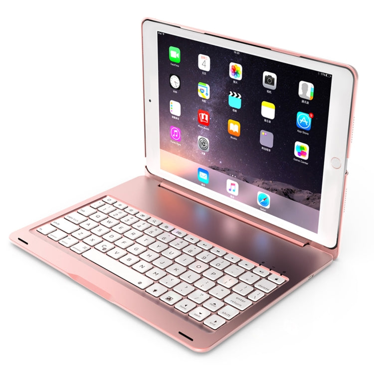 F102S For iPad 10.2 inch Aluminum Alloy Colorful Backlit Bluetooth Keyboard + Tablet Case