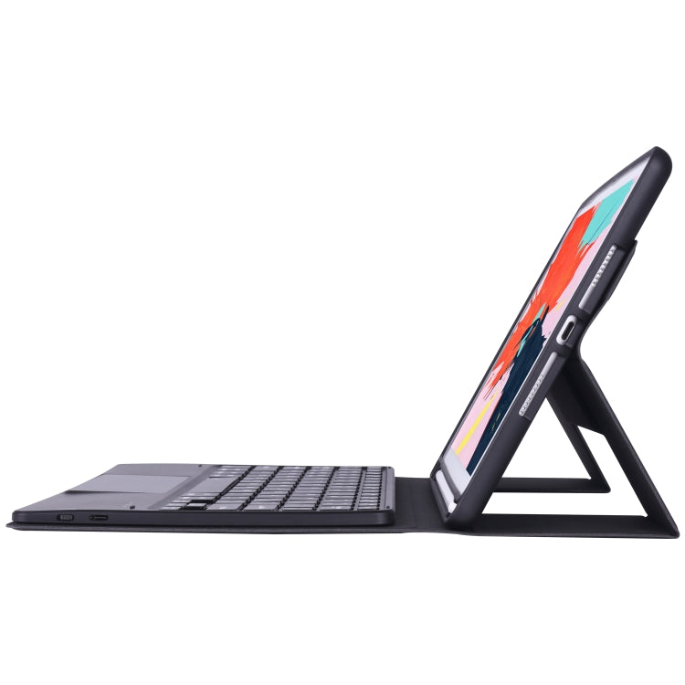 K102B-A For iPad 10.2 inch (2019) Detachable Touch Bluetooth Keyboard + Leather Tablet Case with Pen Slot & Stand Function