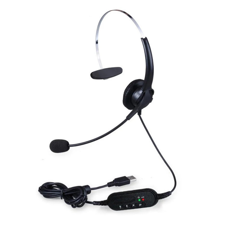 101U USB Interface Telephone Traffic Single-wire Wire-controlled Headset with 300-degree Rotatable Microphone