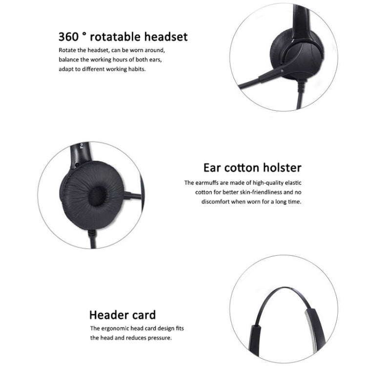 101U USB Interface Telephone Traffic Single-wire Wire-controlled Headset with 300-degree Rotatable Microphone