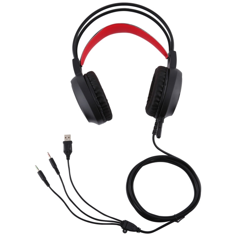 HAMTOD V1000 Dual-3.5mm Plug Interface Gaming Headphone Headset with Mic & LED Light, Cable Length: 2.1m