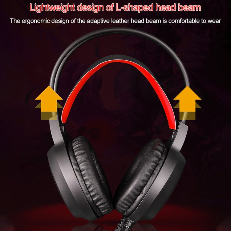 HAMTOD V1000 Dual-3.5mm Plug Interface Gaming Headphone Headset with Mic & LED Light, Cable Length: 2.1m